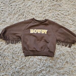 Howdy Brown Toddler Fringe Sweatshirt